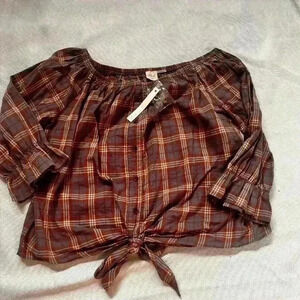 NWT blush plaid top